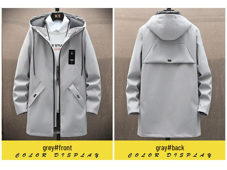 Men's Mid-Length Hooded Trench Coat - Autumn Casual Thin Design