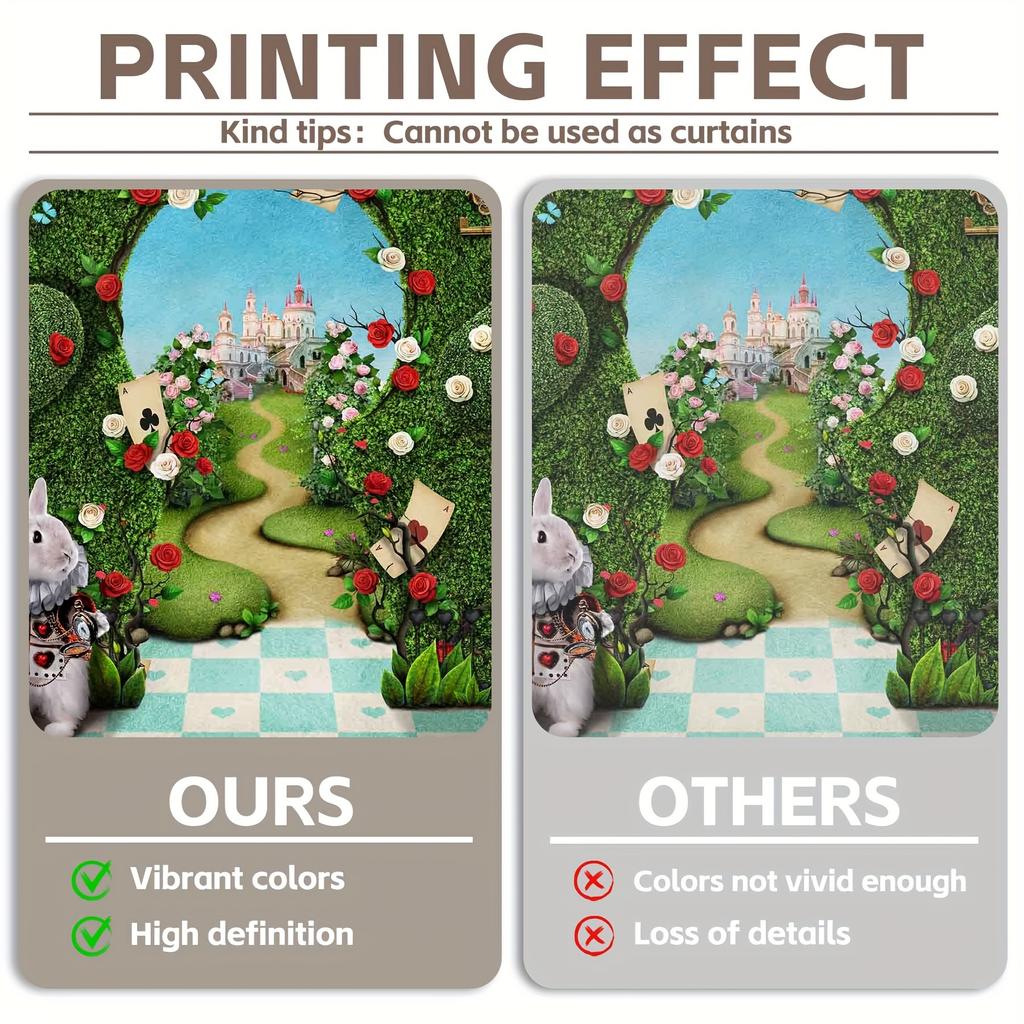 Wonderland Enchanted Tea Backdrop, Checkerboard Rabbit Photo Background, Fairy Tale Key Hold Birthday Party Banner, Photo Booths Studio Props