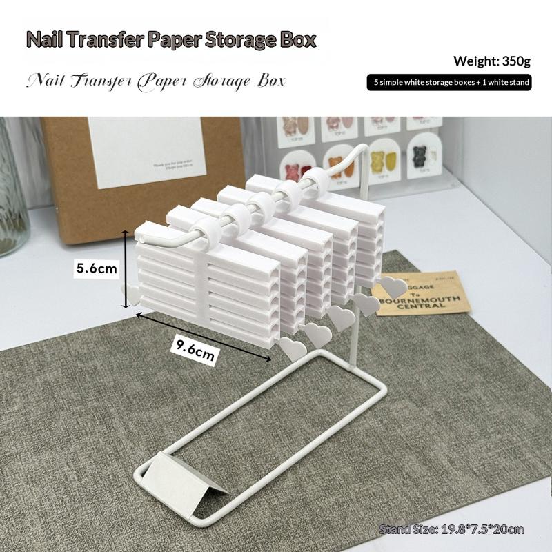 Nail Art Transfer Paper Organizer 10 Section Plastic Storage Box Compact Display Stand for Manicurist DIY Designs