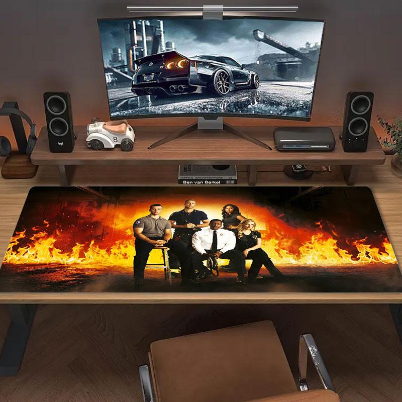 Chicago Fire Large Size Mouse Pad Large Gaming Table Cushion Nonslip Laptop Tablet Big Mousepad Xxl Mat Mini Pc Playmat With Lock Edge
