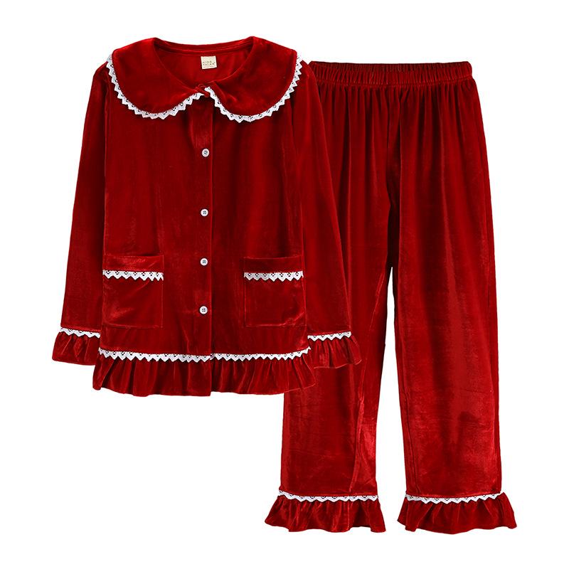 Children's Gold Velvet Pajamas - Autumn/Winter Homewear for Boys and Girls