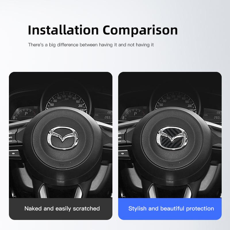 Kohlefaser Auto Lenkrad Dekorationsaufkleber Zubehör für Mazda 2 3 6 5 Atenza CX3 CX5 MX5 CX7 Axela CX30 CX90 CX60 CX5 sxnkg22