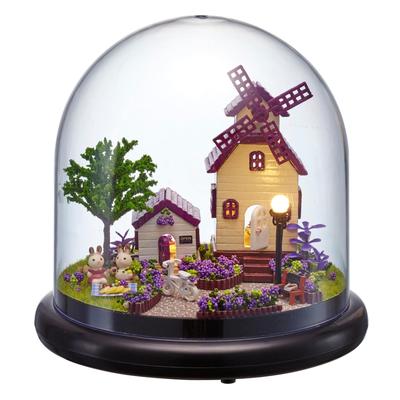 ZKEIZU DIY Miniatur-Puppenhaus Holz Handgefertigtes Modellbausatz Kuppel und LED-Licht (Kunststoff enthalten)