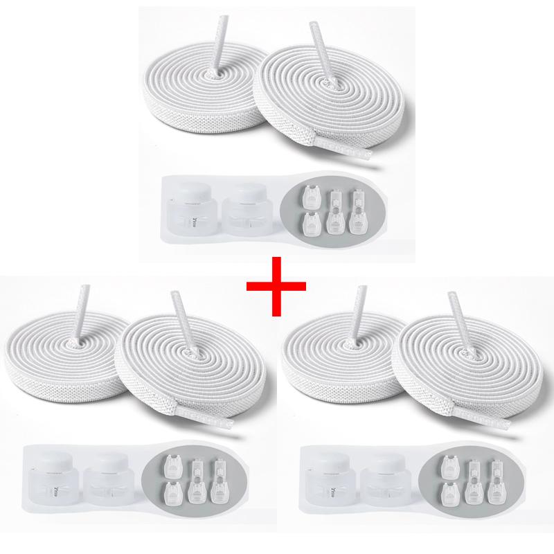 1Pair/3Pair NEW Round Snap Lock Shoelaces Without Ties Kids Flat Elastic Shoe Laces Adult Quick Shoelace Shoe Accessories