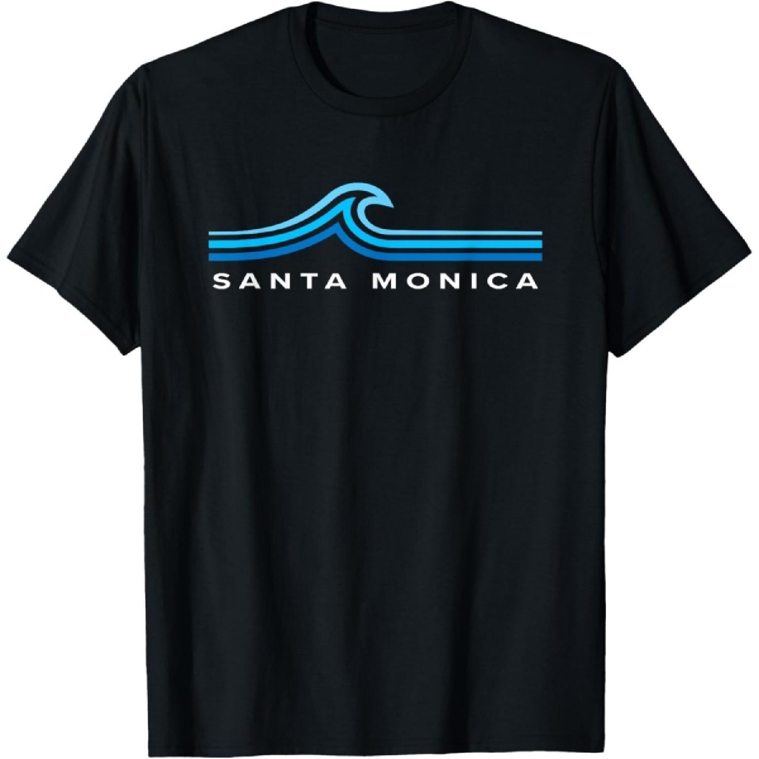 Santa Monica CA Souvenir Waves Vintage Mens Womens Boys T-Shirt S