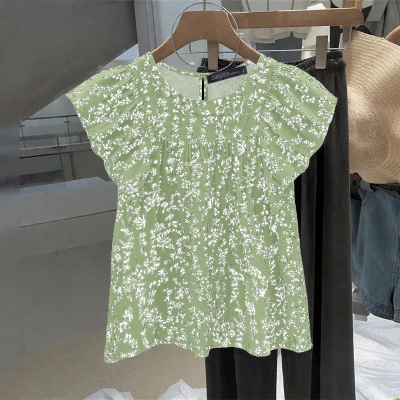 

ZANZEA Женская летняя блузка с круглым вырезом, повседневная, с коротким рукавом и принтом 2XL