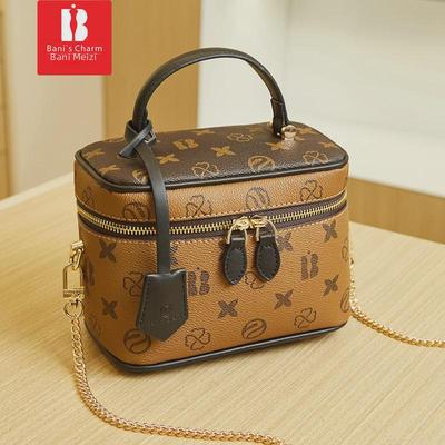 Bolsa Balde Transversal Floral Banimeizi - Bolsa de Mão Feminina Luxuosa e Elegante com Corrente