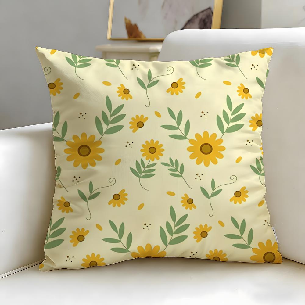 Floral Texture Cushion Cover Soft  EasyWash Pillow Case  Versatile for Couch Bed Travel and Office