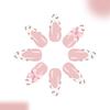 24pcs Medium False Nail Tulips Flower Bows Design Breathable Artificial Nail Easy Application ABS Material