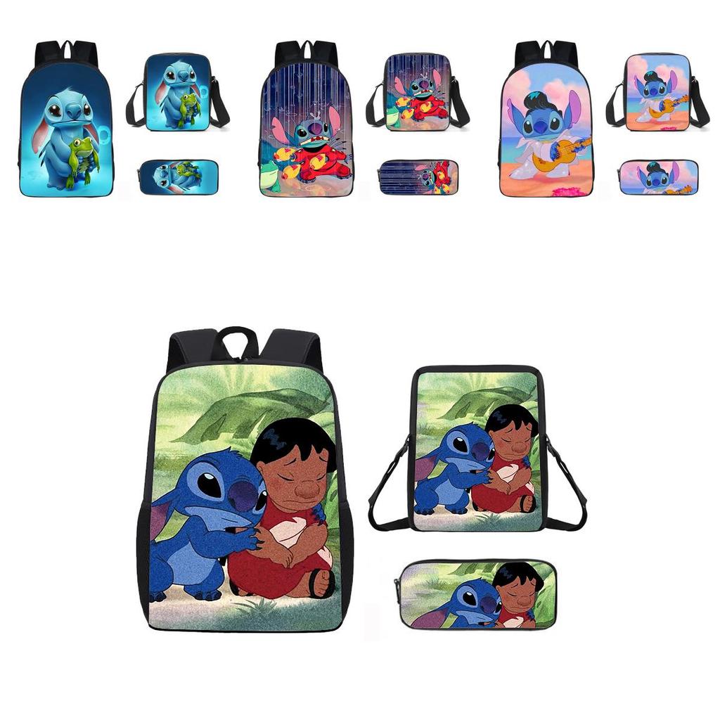 Stitch Cartoon Backpack For Kids Oxford Fabric Waterproof School Bag With Breathable Straps