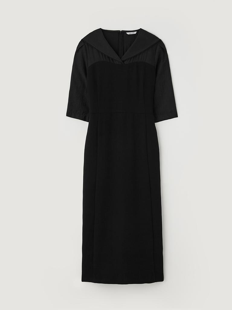 B Muse Mansion Sailor Shirt Layered Dress - Black