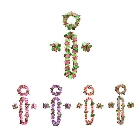 Lei-Set Lebendige Farben Atmungsaktiv Partygeschenke Hawaiianische Partydekorationen Halsketten Lei Armband für Draußen