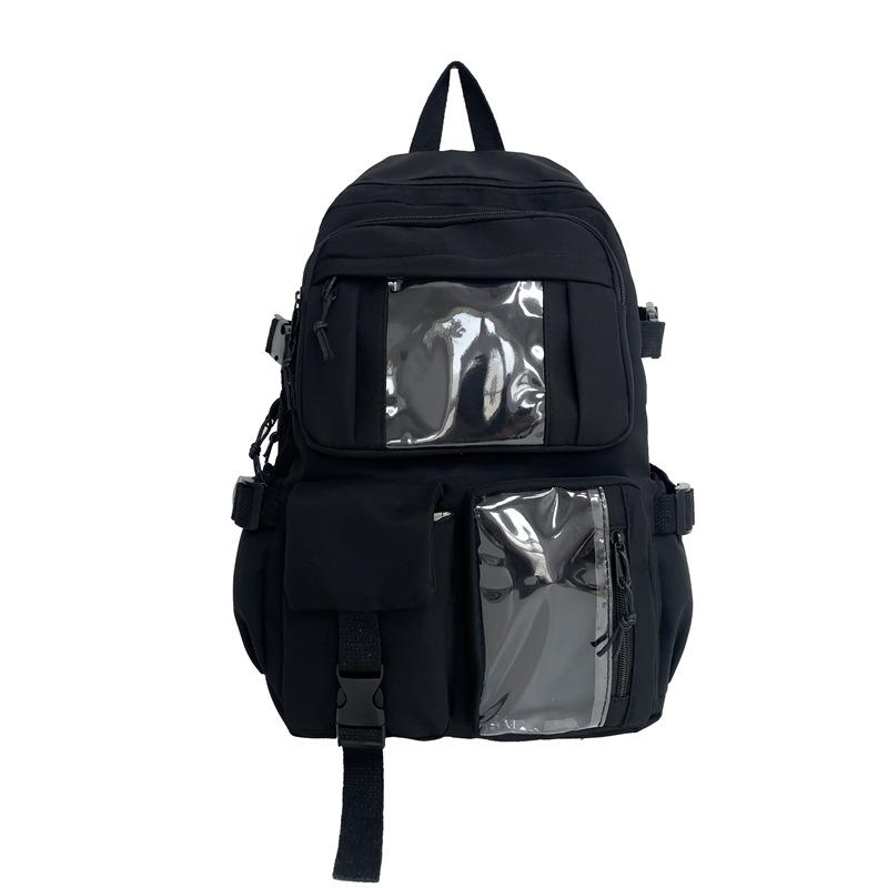 Retro Solid Color Small Fresh Backpack Casual Student Schoolbag Female Junior High School Student Large Capacity College Student Commuting Shoulder