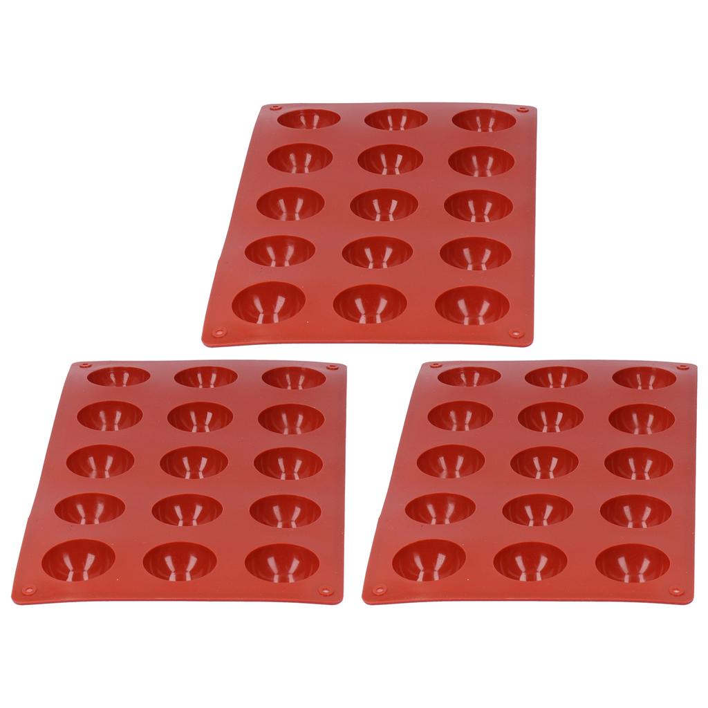 3 Stück Kuchenform 15 Löcher Halbkugelförmige Silikon Schokoladenform Lebensmittelqualität Dessert Backform