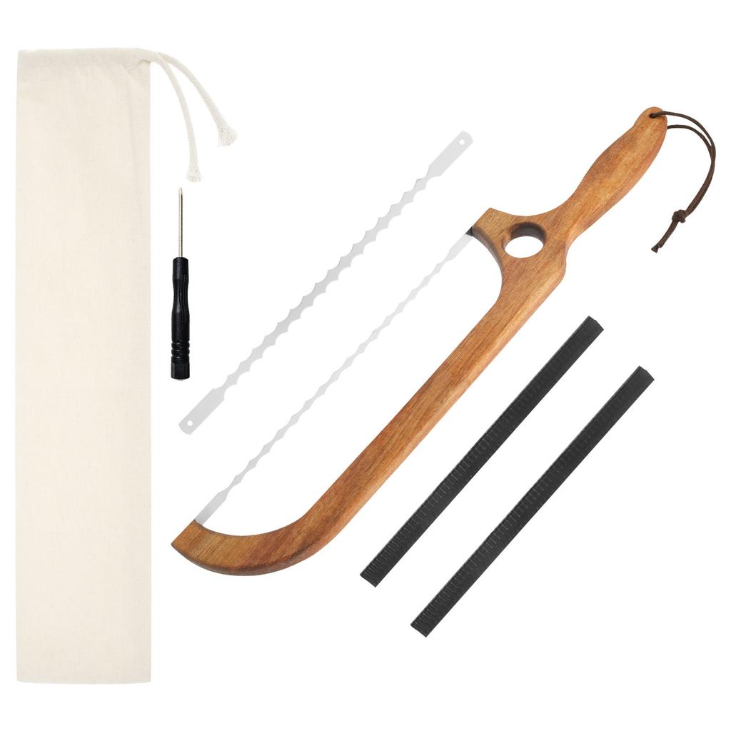 Sourdough Bread Slicer for Homemade Bread Wooden Breads Bow Knife with Stainless Steel Blades Serrated Sourdough Breads Knife