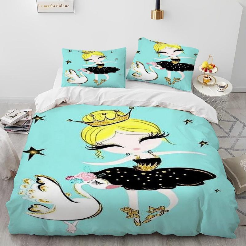 Girls Ballet Dance Duvet Cover Three-Piece Bedding 3D Printed Sheet Quilt Cover Pillowcase