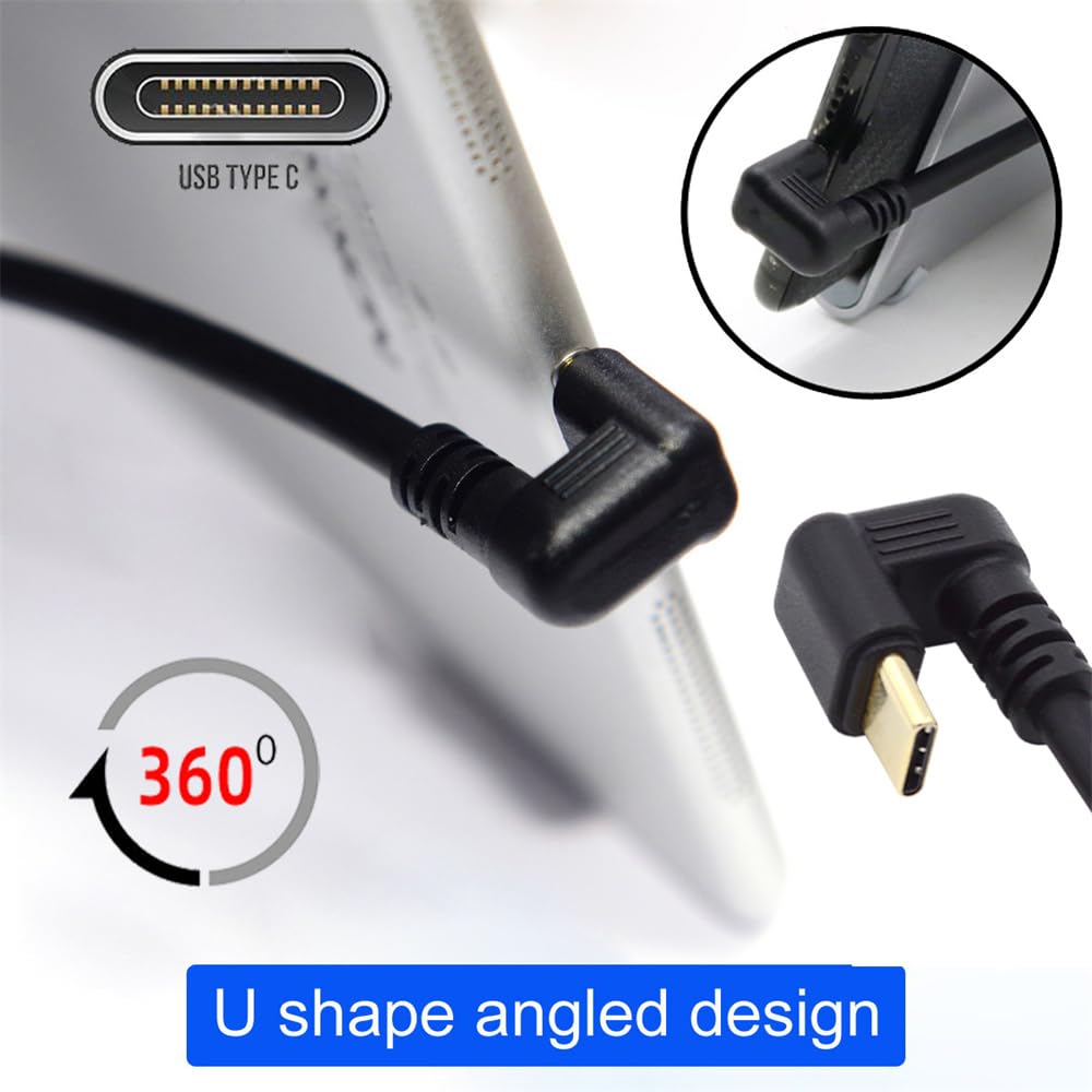Xiwai 90 Degree USB Male To USB Female 10Gbps OTG Data Power Inverted U Back Angle USB-C Type-C 3.1 3.0-A Adapter, Cable, 30cm, Shape,