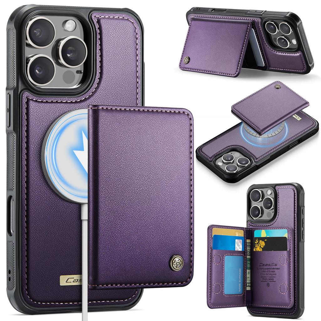 Für iPhone 16 Pro Magnetische Hülle CASEME ME80 Serie Leder PC TPU Handyhülle mit abnehmbarem Portemonnaie