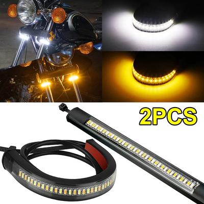 Universal LED Motorcycle Turn Signal Light DRL Amber Red Yellow Light Flashing Blinker Moto Flasher Ring Fork Strip Lamp Tools