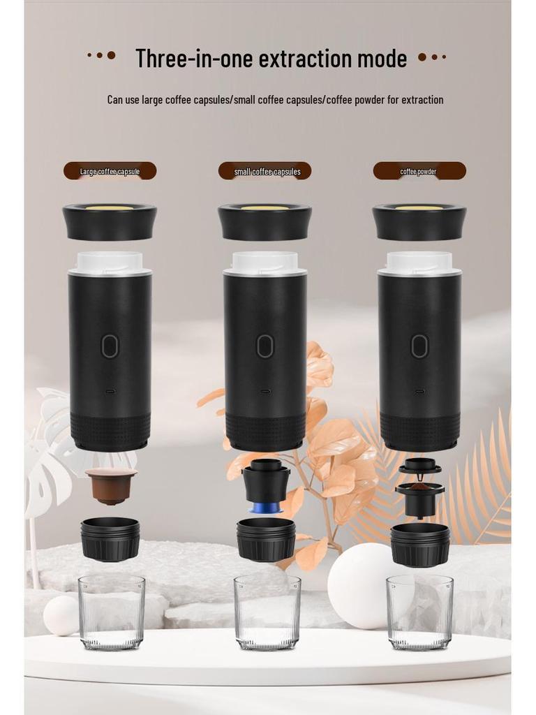 Portable Italian Espresso Machine: Capsule, Automatic, 20-bar Pressure, Hot & Cold Brew for Home, Outdoor, or Travel.