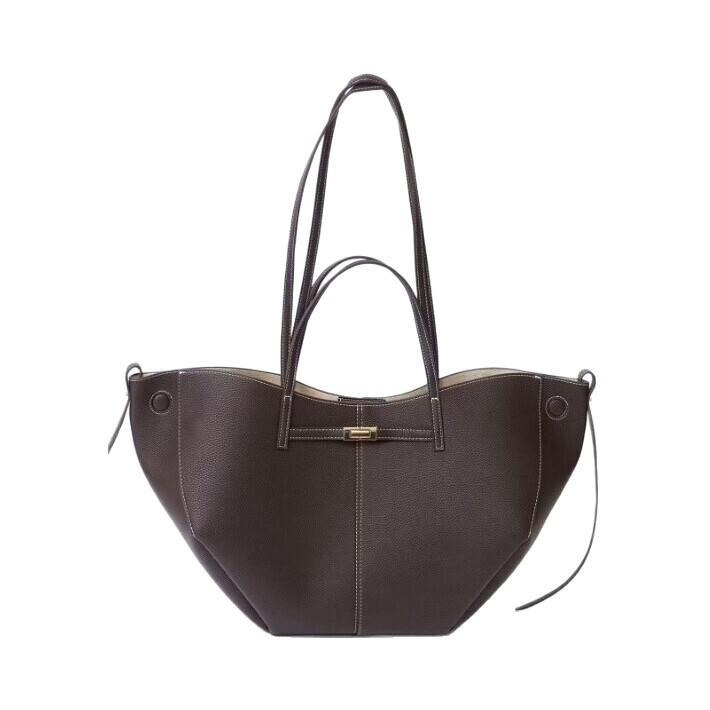 New Dark Brown Lychee Pattern Tote