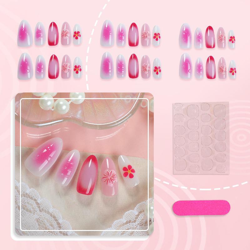 30-Piece Pink Gradient 3D Water Drop Nail Art Stickers - Hot Selling Niche Wearable Nails