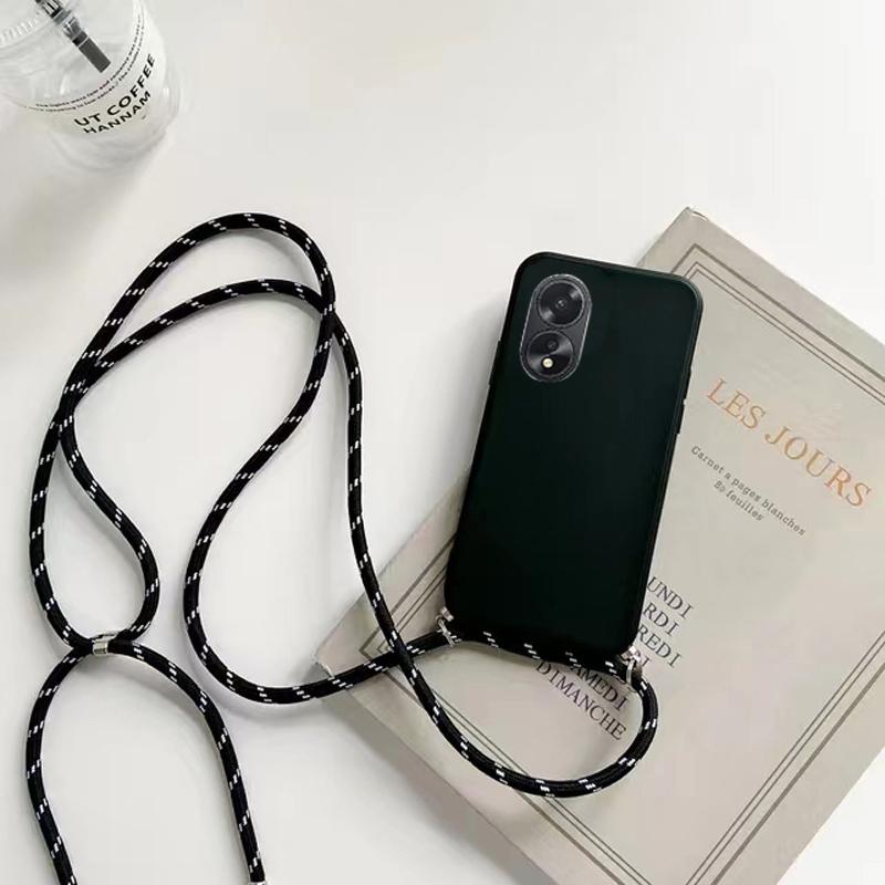 OPPO A 38 18 4G Cases Lanyard Crossbody Necklace Strap Cord Case For Oppo A18 4G A38 4G Liquid Silicone Candy Color Cover