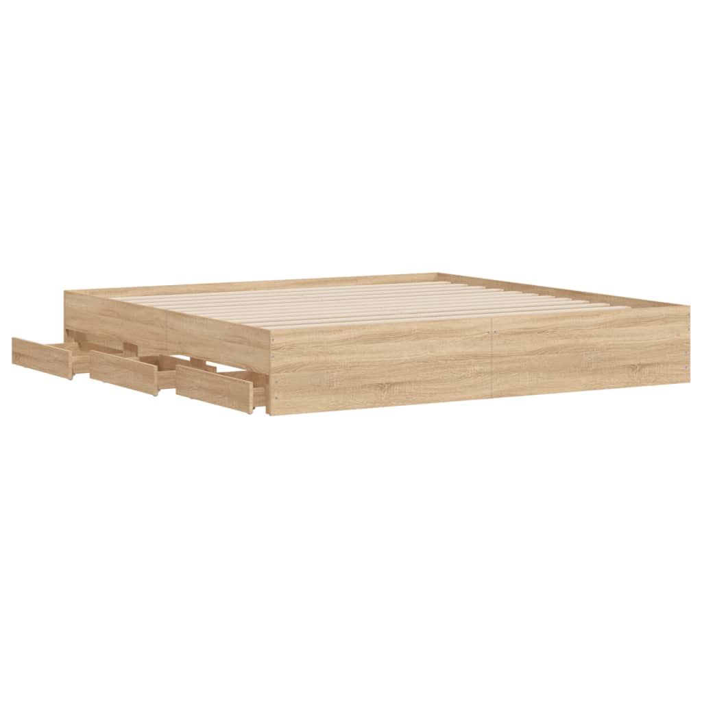 Vidaxl Bed Frame with Drawers, Sonoma Oak, 160X200 Cm