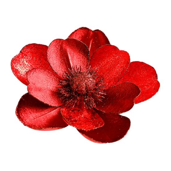Artificial Poinsettia Flowers Christmas Tree Ornaments Velvet Glitter Magnolia Stems Floral Picks for Xmas