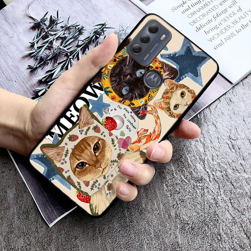 cat art aesthetic Phone Case For Moto G86 G85 G75 G15 G05 G56 G72 G53 G54 G84 G60 G31 G32 G24 G 5G G Play