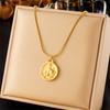Retro New Round Double Sided Wearing 12 Constellation Pendant Titanium Steel Necklace Jewelry
