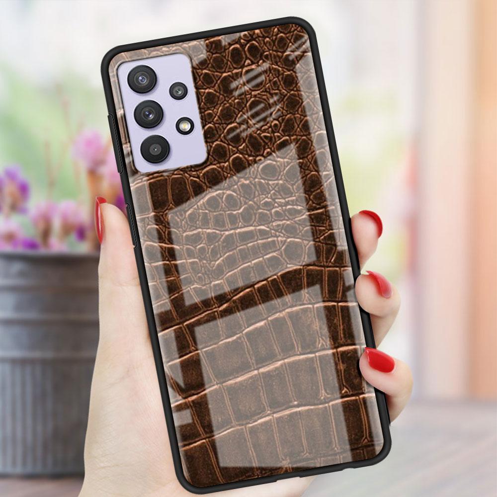 

Стеклянный чехол с принтом змеиной кожи для Samsung Galaxy A52 A71 A50 A51 A70 A21s A31 A72 A10 A12 A30 A22 5G, чехол для телефона Samsung A53 5G