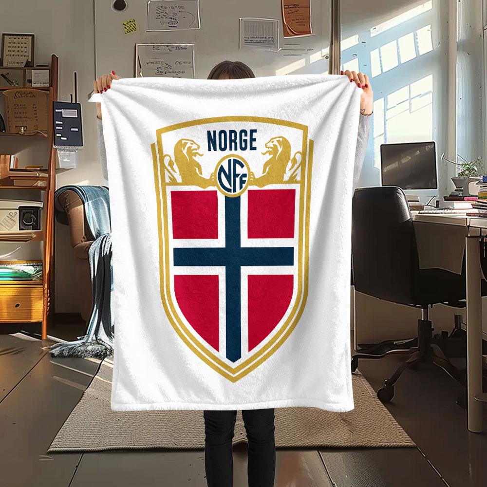 Norway Football Printed Flannel Blanket, Soft Throw for Bedroom Sofa, Washable,soccer Fan Merchandise, Great Gift.