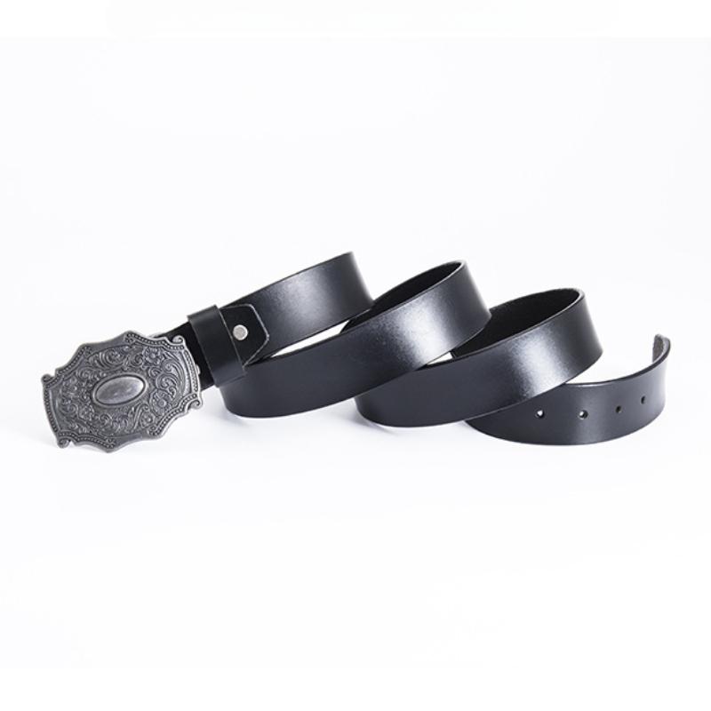 Gentleman Waist Accessories Black Cowhide Belt Ancient Costume Props Adult Engraved Fashion Retro Belt