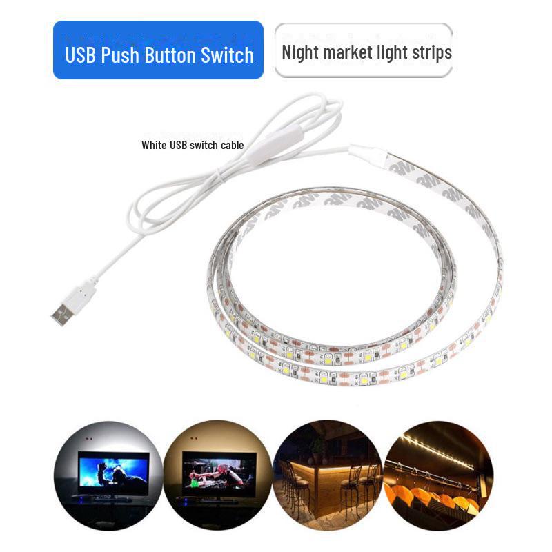 

Светодиодная лента USB 5 В с выключателем, модель 2835, самоклеящаяся для общежития или учебы White