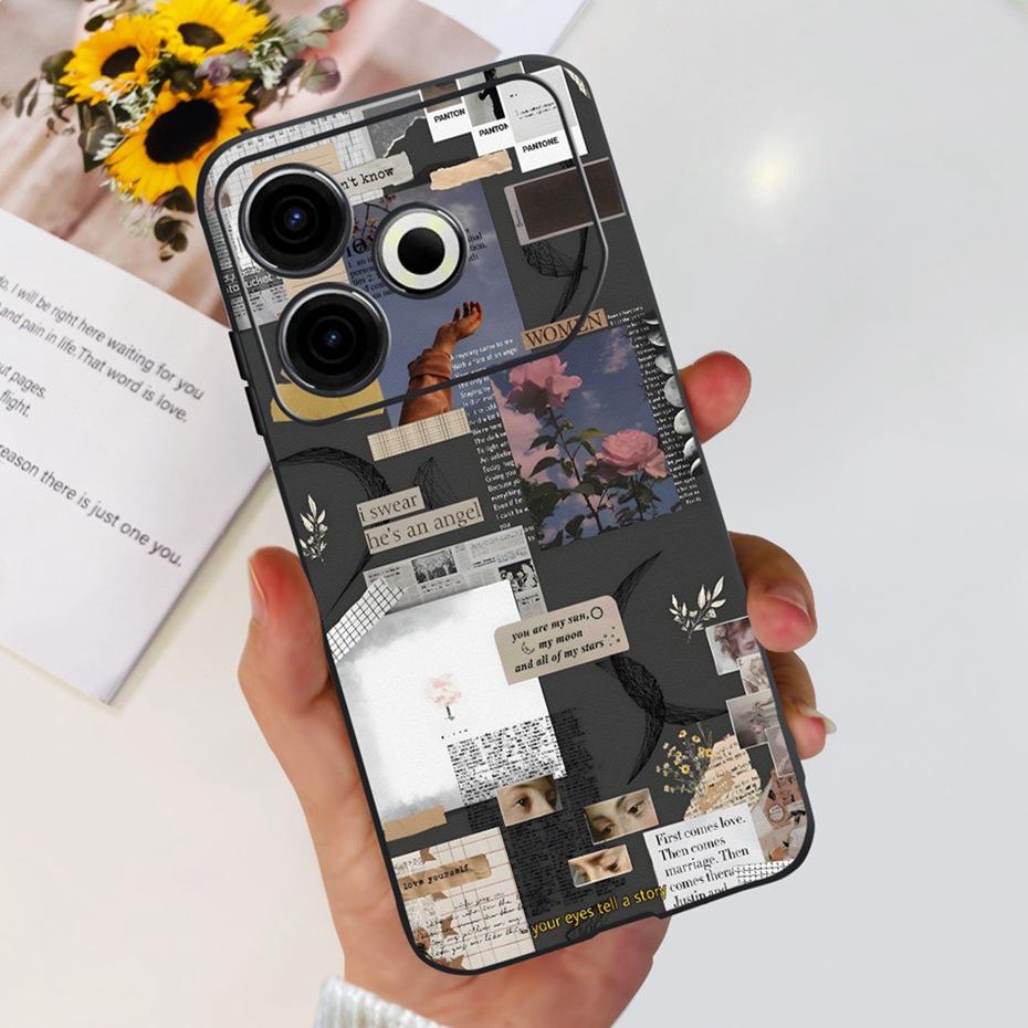 2024 Fashion Case For Tecno Pova 6 Neo Black Silicone Soft TPU Back Cover For Tecno Pova 6Neo 4G Phone Cases