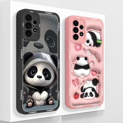 Cute Panda Case For Samsung Galaxy A72 Fundas Camera Protection Back Cover For Samsung A 72 4G 5G Soft Liquid Silicone Bumper