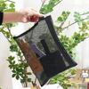 Tragbare Kosmetiktasche aus Mesh mit großem Fassungsvermögen, Reißverschlusstasche, quadratische Tasche, Aufbewahrung, Kulturtasche, Federmäppchen, Lippenstifttasche, Make-up-Tasche, Damen