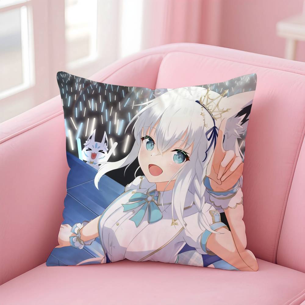 Cute S-Shirakami F-Fubuki Pillow Case Comfort Sofa Bed Silky elegant Invisible zipper Custom Decorative cushion cover