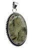 Prehnite Natural Gemstone Antique Silver Plated Pendant 2" J 1608