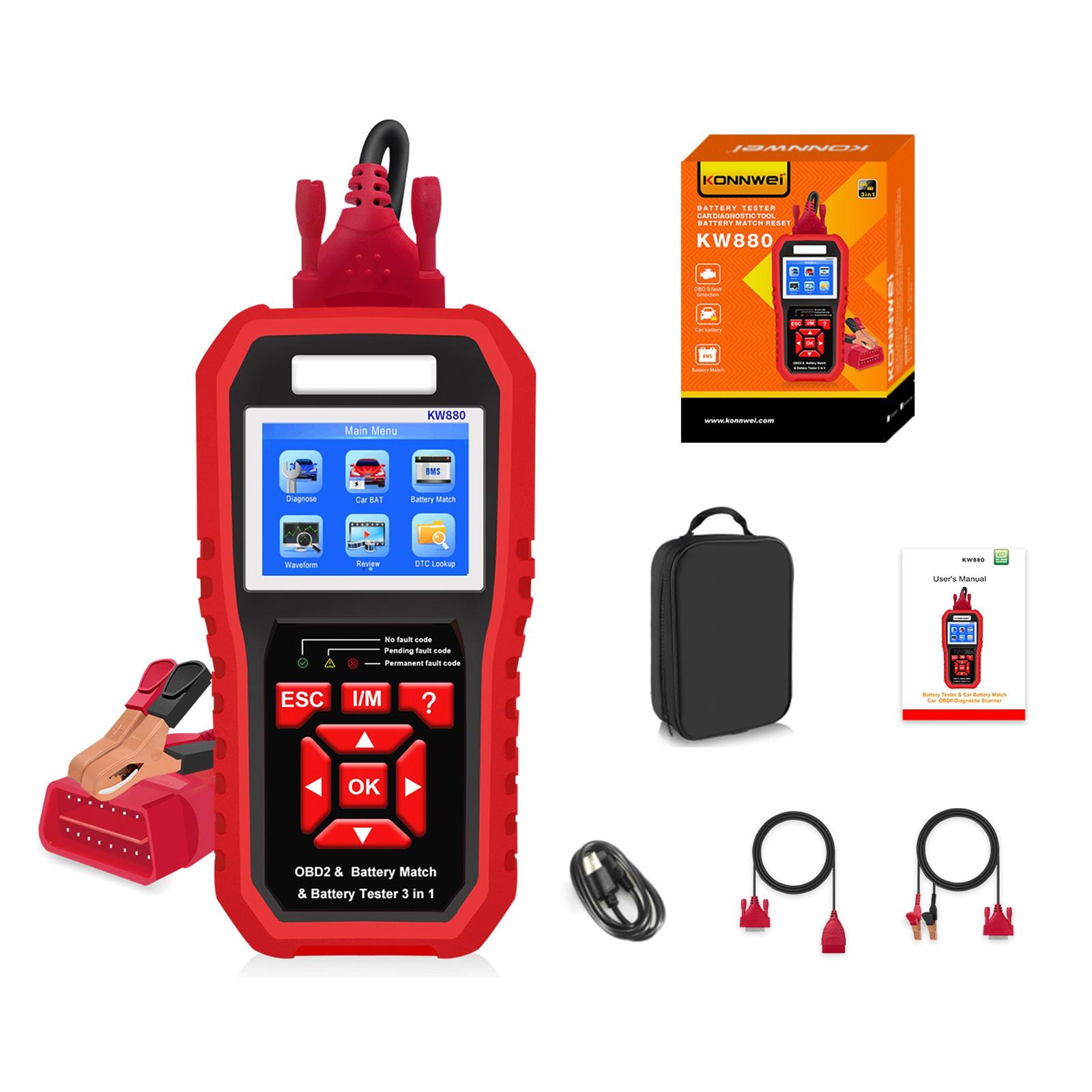 

Professional Durable KW880 Oil Reset OBD2 Scanner Automotive Car Battery Tester Engine Check Code Reader Diagnostic Tool