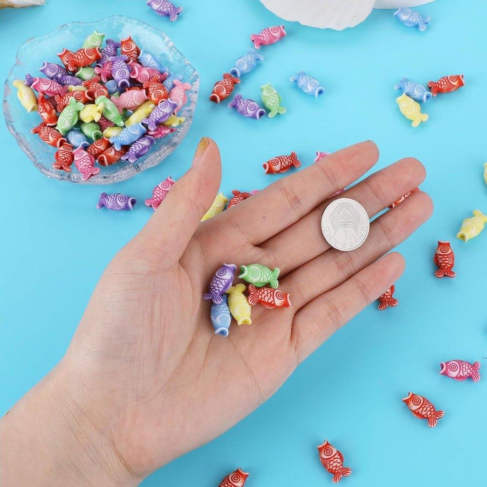100/300pcs Acrylic Material Small Goldfish Beads Koi Beads Plastic Cute Animal Craft Loose Beads Colorful Fish Spacer Beads DIY Bracelet Necklace