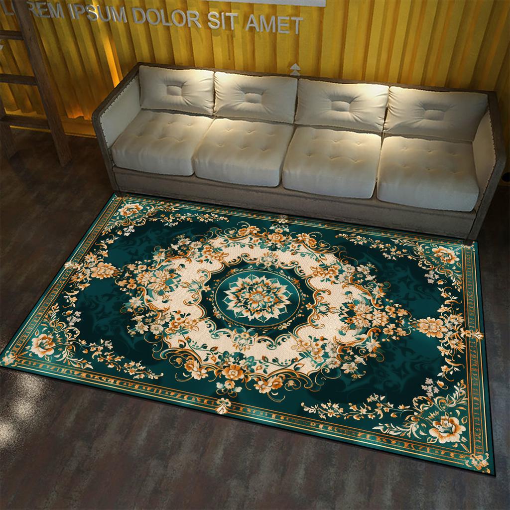 European Style Large Area Carpet for Living Room Flower Pattern Decoration Home Floor Rugs Non-slip Porch Entry Doormat Washable