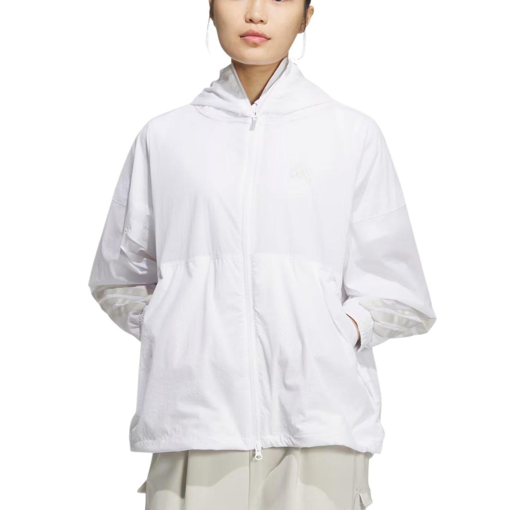 Adidas Dwr Fz Soft Comfortable Hooded Casual Jacket Women Jacket White JF4595