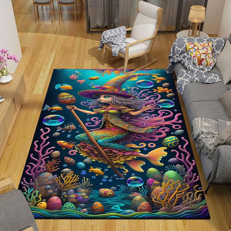 1 Stück Hexen-Druck, Design Innenbereich Teppich - Weich, Rutschfest und Langlebig Gaming-Zimmer Dekor für Schlafzimmer, Wohnzimmer