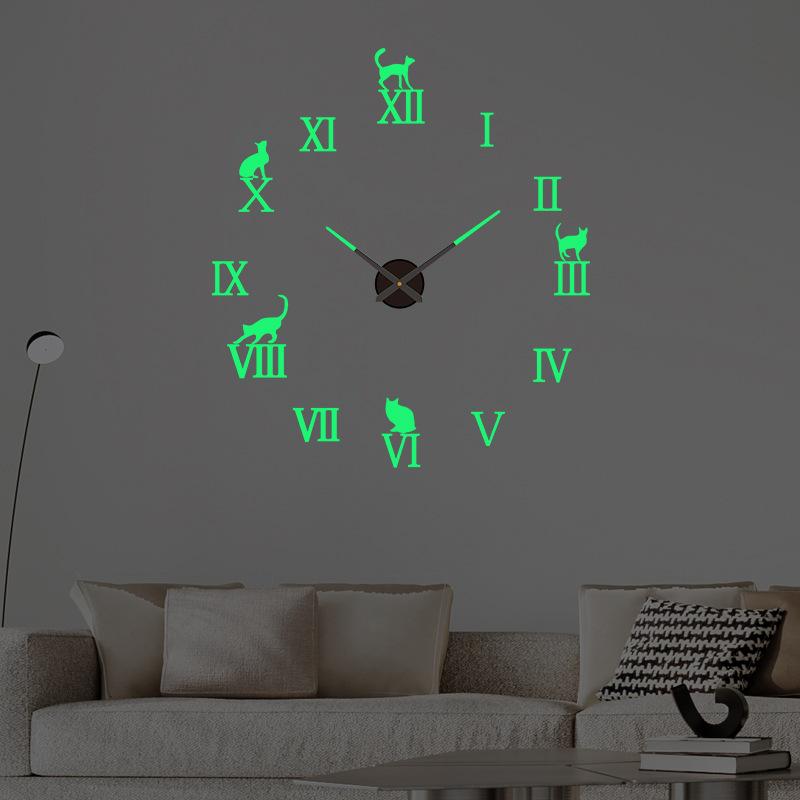 Hole-free Silent DIY Wall Clock, Acrylic Mirror Clock, Bedroom Three-dimensional Wall Sticker Clock, Nordic Style