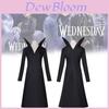 Wednesday Cosplay Long Dress With Spandex Fabric For Anime Costume Role Play