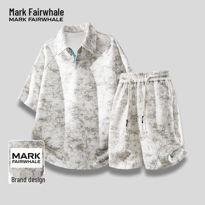 MARK FAIRWHALE Men s Tie-Dye Ice Silk T-Shirt & Shorts Set 2XL