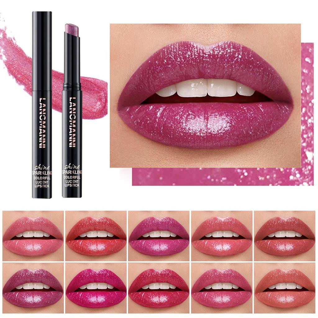 Diamond Pearlescent Lipstick Waterproof Long Lasting Non-stick Cup Matte Velvet Shiny Lipsticks Red Sexy Lips Makeup Cosmetics