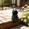 Small Ghost Figurine 3D Printed Hooded Man Figurine, Spooky Statue Shelf Aesthetic Room Decor Sitter, Halloween Party Desktop Decoration for